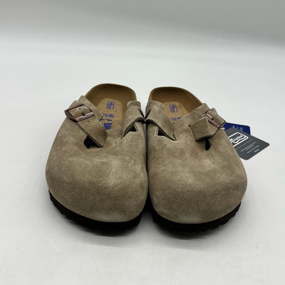 Birkenstock Boston Women 9 Men 7 Narrow Taupe Suede Clogs Slip On Shoes - Picture 3 of 16